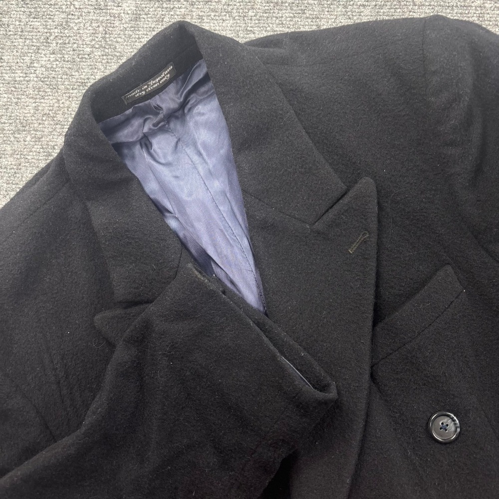 Roberto Vasalli Overcoat L Black‎ Double Breasted Wool Blend Vintage Men's